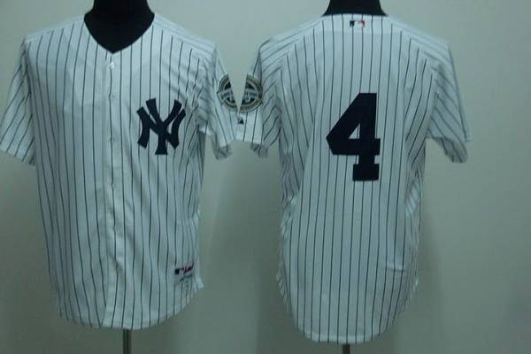 Yankees #4 Lou Gehrig Stitched White MLB Jersey - Click Image to Close